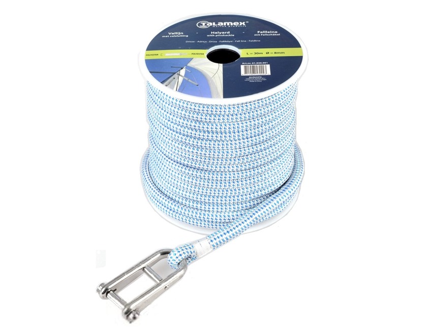 Talamex MainSail Halyard Line with SS 316 Dshackle White/Blue 8mm 01.920.901 High