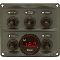 Toggle Switch Panel with Digital Battery Gauge - 5 way - YIS Marine - SP2125G