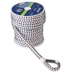 Polyester Braided Anchor Line with Spliced Eye  - 12mm x 40 Metre - White/Black - 01.919.240
