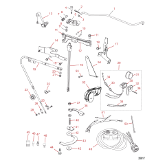 Tiller Handle Kit Components (Jet 35/40)