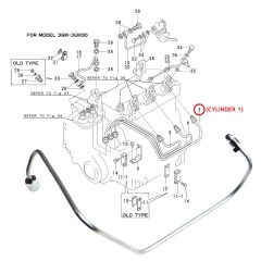 YANMAR 3GM 3GM30 3GM30F - Fuel Injector Pipe - Cyl-1 - 128390-59810