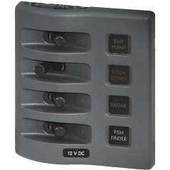 Blue Sea - WeatherDeck® 12V DC Waterproof Fuse Panel - Gray 4 Positions - PN. 4304