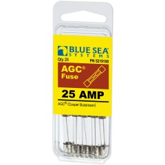 Blue Sea - AGC Glass Fuse - 6.3 x 32mm - (5 pack) - 25 Amp - PN. 5219