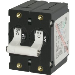 Blue Sea - A-Series White Toggle Circuit Breaker - Double Pole 32A - PN. 7295