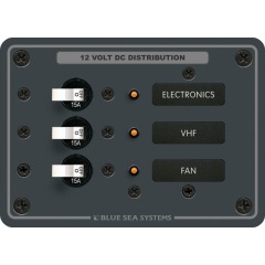 Blue Sea - Traditional Metal DC Panel - 3 Positions - PN. 8025