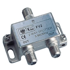 Glomex - 2 way splitter TV/TV or TV/FM for DVB-T2 TV antennas - V9147