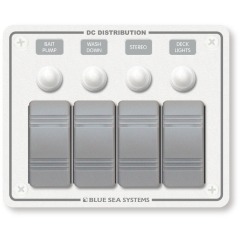 Blue Sea - Contura Water Resistant 12V DC Circuit Breaker Panel - White 4 Position - PN. 8272