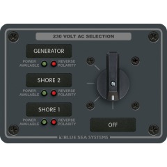 Blue Sea - AC Rotary Switch Panel 30 Ampere 3 positions + OFF, 2 Pole - PN. 8358