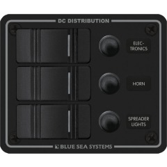 Blue Sea - Water Resistant Circuit Breaker Panel 3 Position-Black - PN. 8374