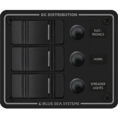 Blue Sea - Water Resistant Circuit Breaker Panel 3 Position-Black - PN. 8374