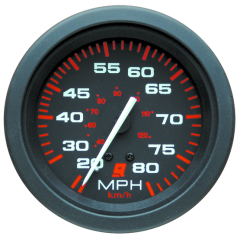 Mercury - SPEEDOMETER KIT (0-80 MPH) Black Face, Red Graduations, Black Bezel - Quicksilver - 79-895285Q04