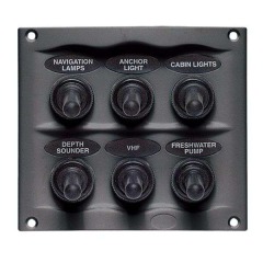 BEP - SWITCH PANEL DC Waterproof 6XON/OFF CHARCOAL - 900-6WP