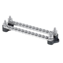 BEP - BUS BAR Double 12X 4MM SCREW TERMINAL 2X 6MM Input Stud 100A No Covers (BULK) - BB-12W-2NC