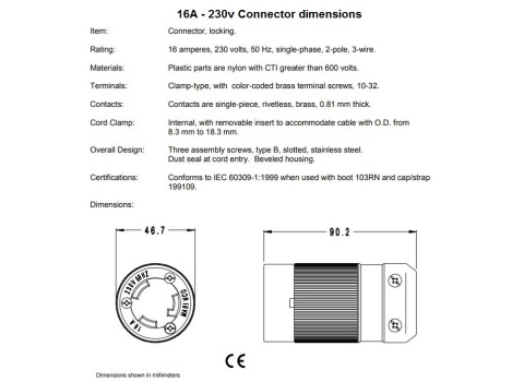 º 16A 230V Powercord Plus 25’ Export - XXL Water - 5
