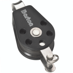 Barton Marine Size 3 Single Fixed Eye Block + Becket- 45mm - Plain bearing - N03111