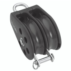 Barton Marine Size 3 Double Fixed Eye Block + Becket 45mm - Plain bearing - N03211